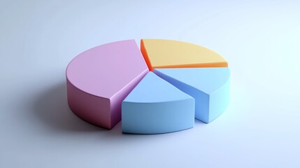 Obraz premium Pastel pie chart on a light background