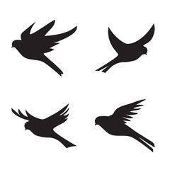Silhouette or shadow black ink symbol of a bird or  flying icon. background vector illustration isolated on white.