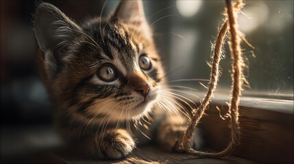 Cute cat looking at something, close-up animal photography, adorable pet shot, Generative Ai
