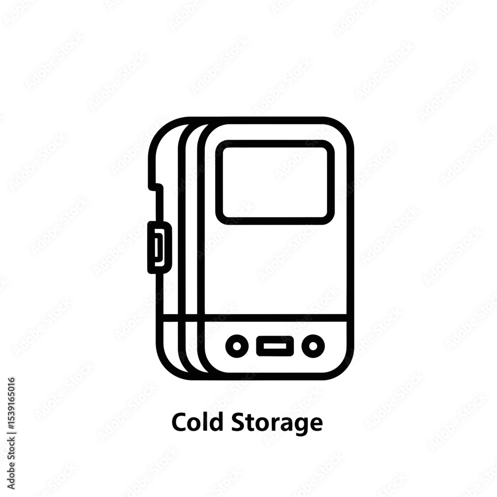 Poster cold storage icon representing blockchain technology
