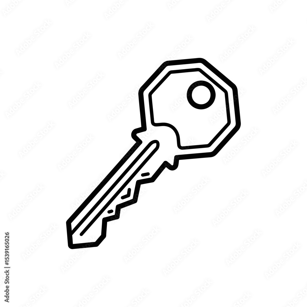 Poster blockchain technology key icon design in minimal style
