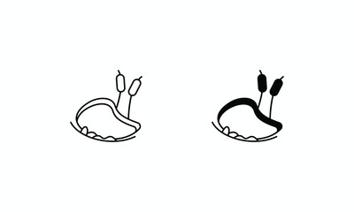 Lake  icons set Line and Glyph black vector icon stock illustration