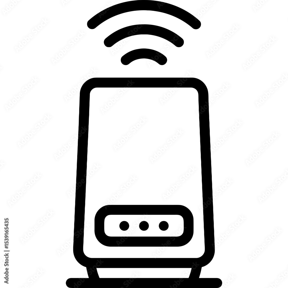 Poster mesh wifi router outline icon vector