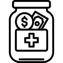Obraz premium Emergency fund jar outline icon vector