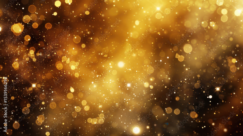 Poster golden bokeh lights shimmer softly, creating dreamy and magical atmosphere filled with warmth and el