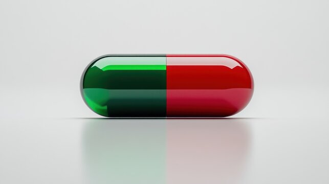 Glossy green and red pill