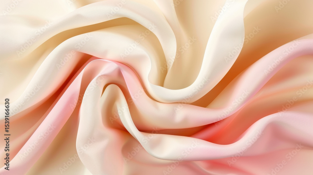 Poster soft flowing fabric with gentle curves and gradient of warm colors, creating serene and elegant atmo