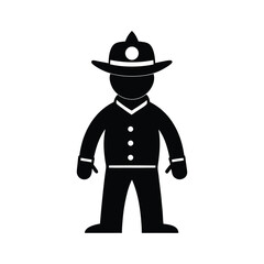 Silhouette of Firefighter on White Background  
