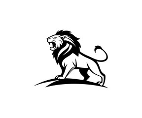 Roaring Lion Vector Logo  Fierce Black and White Wild Animal Mascot for Branding and Tattoo Design