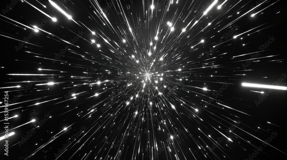 Poster mesmerizing display of interconnecting optic strands flowing in parallel, creating dynamic sense of 