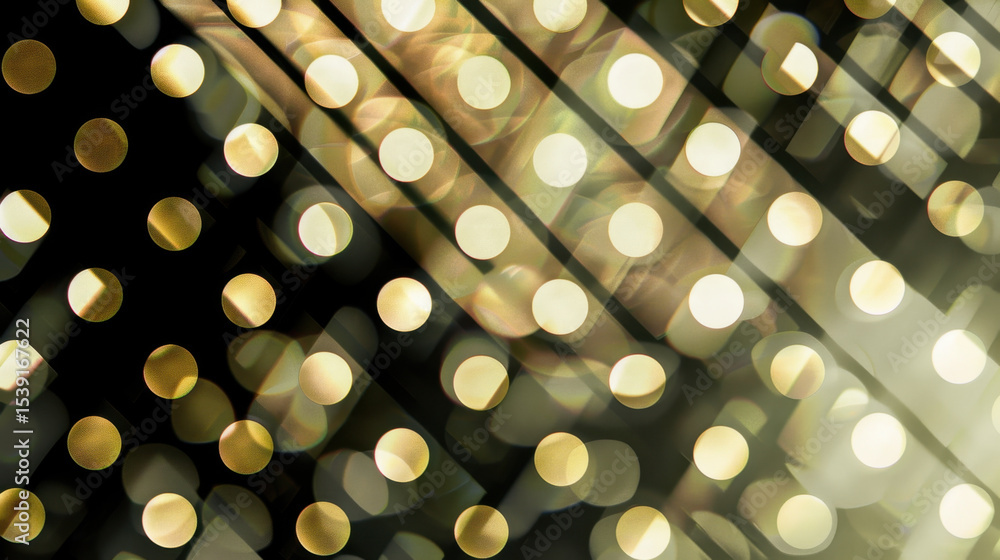 Poster abstract golden bokeh lights creating dreamy atmosphere with blurred patterns and soft reflections, 
