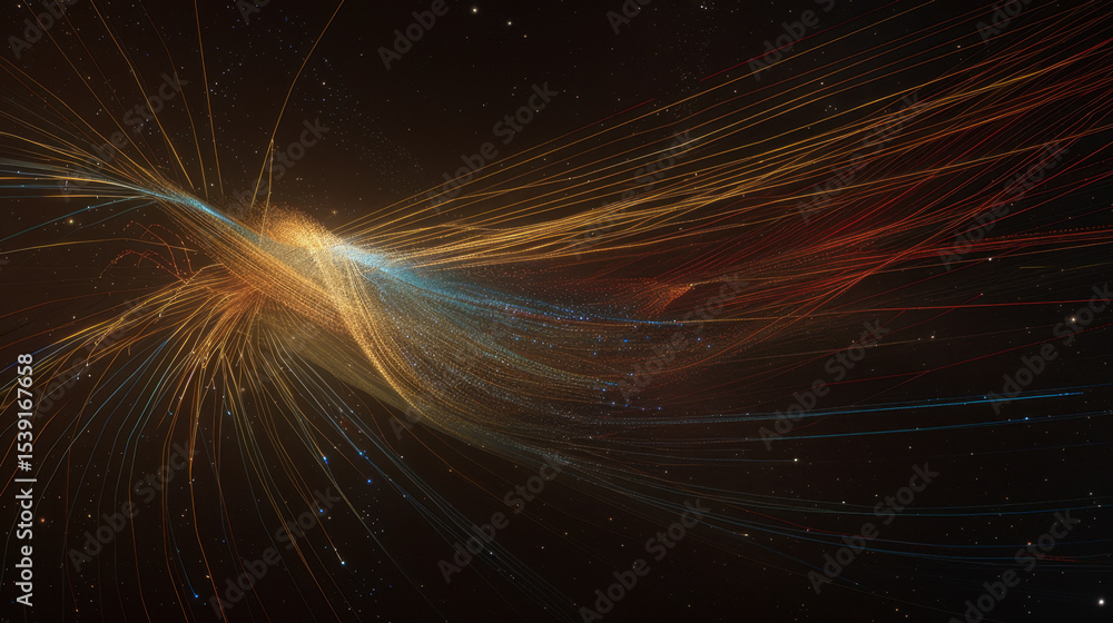 Aufkleber multicolored digital wires of light spiraling through space create mesmerizing visual effect, evokin