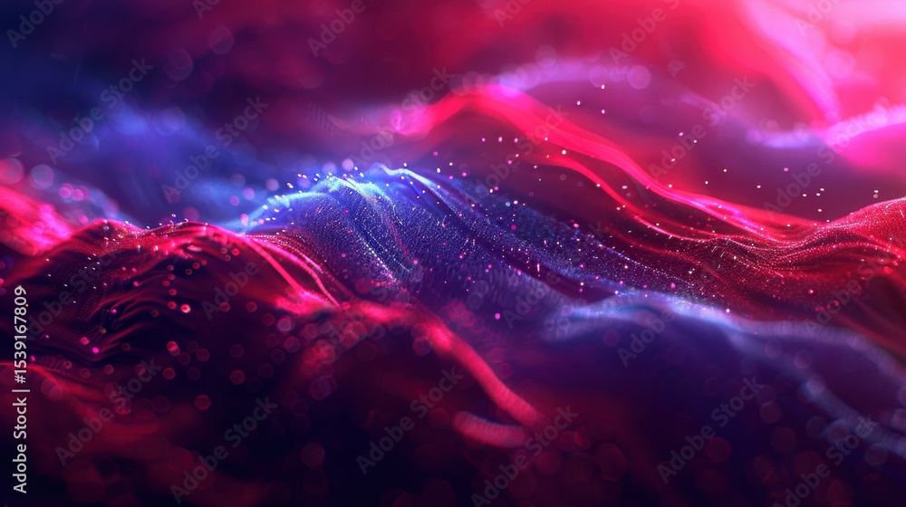 Poster vibrant abstract waves with motion blur create mesmerizing visual effect, showcasing blend of red an