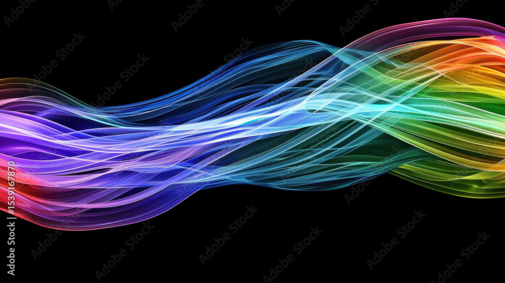 Poster colorful radiant lines bending across abstract background create vibrant and dynamic visual experien