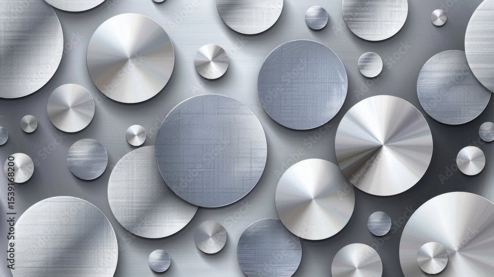 Aufkleber seamless pattern of metallic circles and lines creates modern, sleek design with blend of textures a