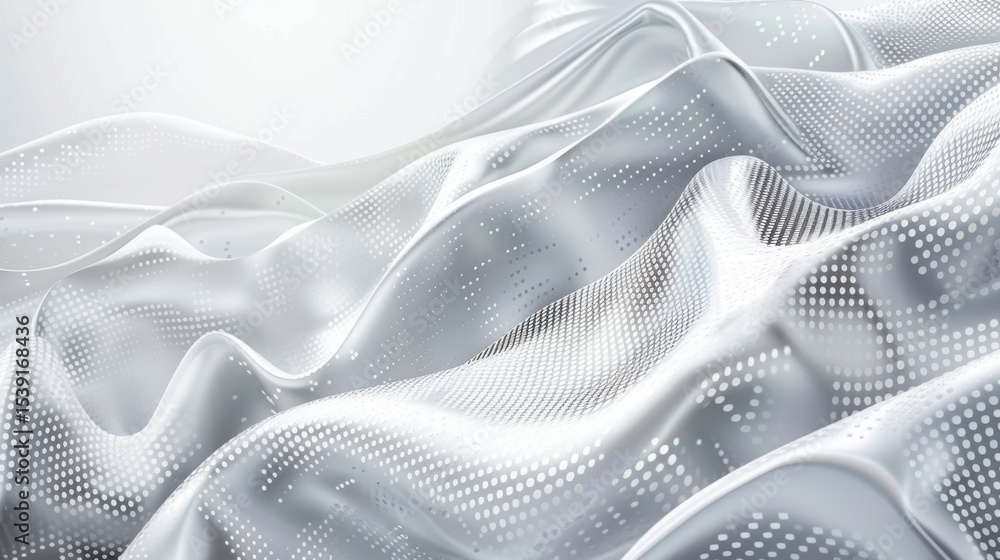Poster smooth silver fabric with dotted geometric patterns creates modern and elegant look, perfect for var
