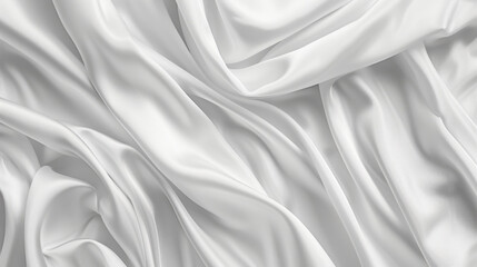 Fototapeta premium Smooth white silk fabric with flowing waves creates elegant and luxurious background, perfect for various design projects