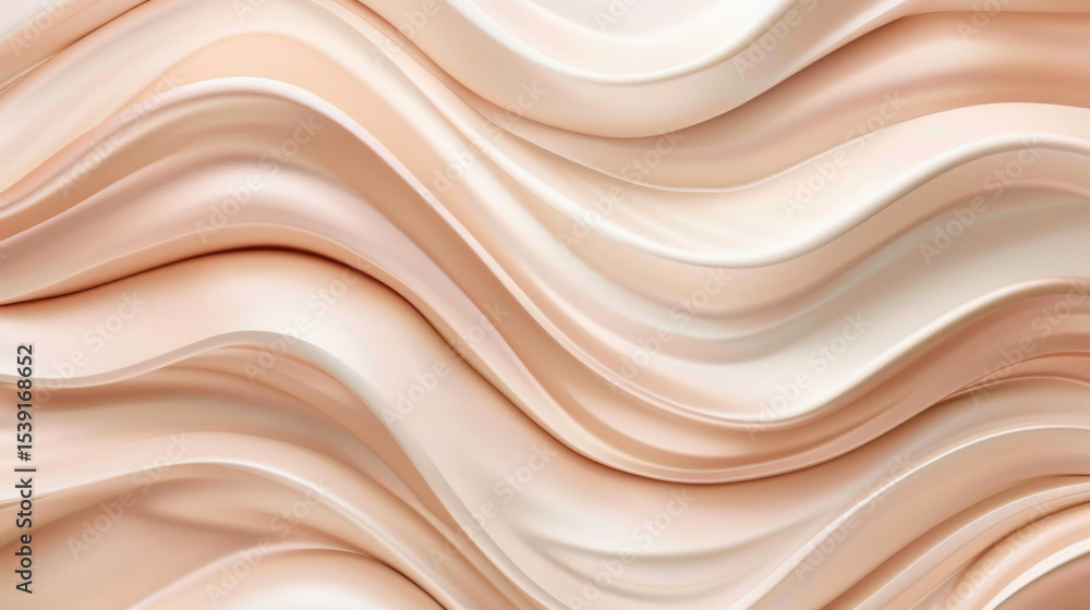 Poster smooth wave motion of light creating layered abstract textures in soft peach and cream tones evokes 