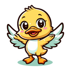 Naklejka premium Adorable Cartoon Duck Character with White Background