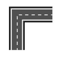 Obraz premium Road and highway in perspective icon. Road path with different bends. The road connects the cities road pieces in graphic style. Vector illustration isolated on transparent background