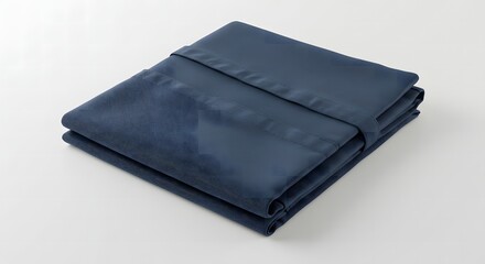 Folded Soft Navy Blue Blanket On White Background For Home Decor And Comfortable Sleep Essentials