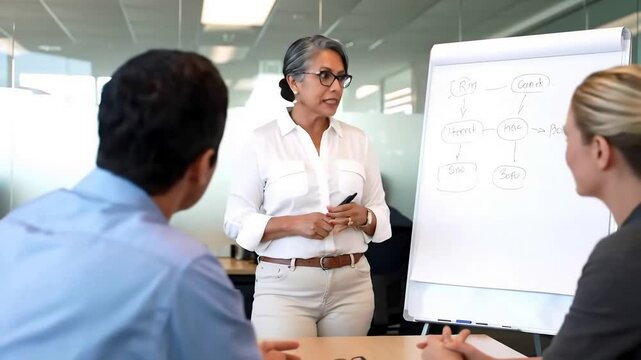 Senior Businesswoman Leading Training with Flip Chart