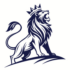 Fototapeta premium Roaring Lion Vector – Fierce Wild Animal Logo, Tribal Tattoo Style, Majestic Jungle King Design