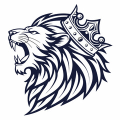 Obraz premium Roaring Lion Vector – Fierce Wild Animal Logo, Tribal Tattoo Style, Majestic Jungle King Design