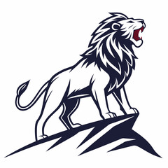 Obraz premium Roaring Lion Vector Logo design Fierce Black and White Wild Animal Mascot for Branding Tattoo Design and print design
