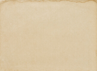 Old paper sheet or parchment texture background. Element for design. Top view.