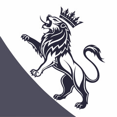 Roaring Lion Vector Logo design Fierce Black and White Wild Animal Mascot for Branding  Tattoo Design and print design