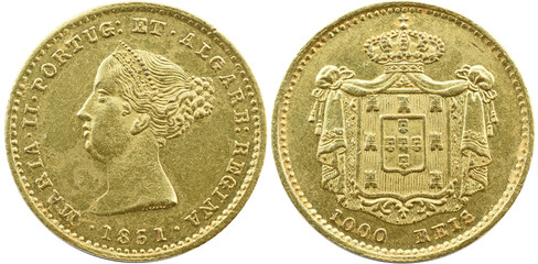 Portugal D. Maria II (1834-1853) 1000 réis 1851