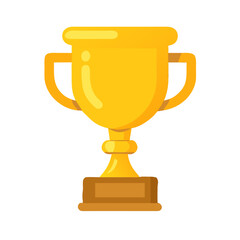 Flat vector icon of gold winner cup on transparent background
