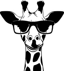 illustration of a cute giraffe wearing glasses