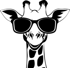 illustration of a cute giraffe wearing glasses
