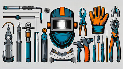 AI-generated images of a variety of tools celebrating Labor Day in a clipart style 