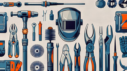 AI-generated images of a variety of tools celebrating Labor Day in a clipart style 