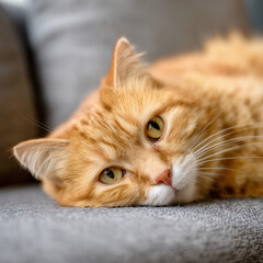 The cat on a comfy sofa.