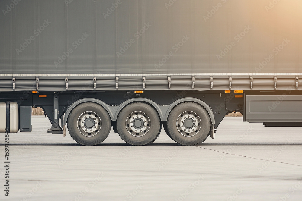 Poster Close up view of truck wheels at a loading dock Generative AI
