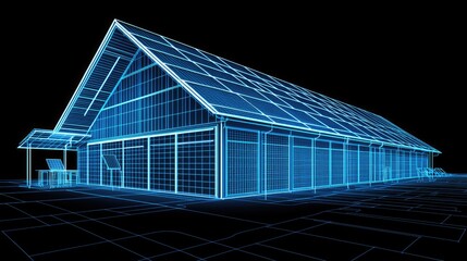 Detailed architectural rendering of a warehouse structure.