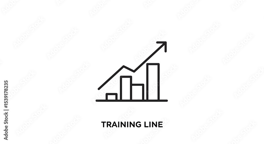 Aufkleber a line graph showing growth with an arrow pointing upwards next to vertical bars on a white backgrou