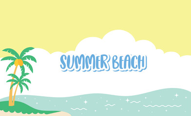 A bright and colorful summer beach scene vector illustration.  summer background