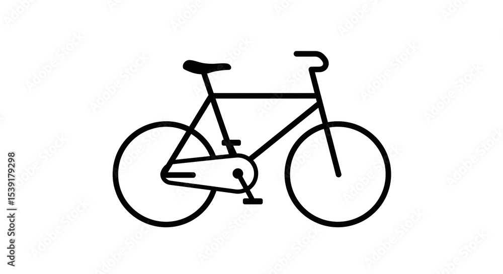 Poster a minimalistic black outline of a bicycle on a white background with simple shapes and clean lines a