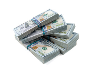 American dollars on white background
