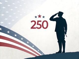 American soldier saluting 250th anniversary