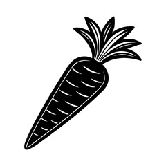 Black and white carrot vector illustration for healthy eating and vegan diet designs and graphics use