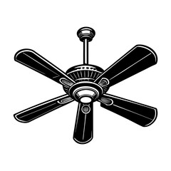 Obraz premium Ceiling fan with light fixture vector illustration for home interior cooling and ventilation design use