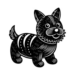 Cute puppy dog illustration vector, black and white pet drawing, cartoon animal graphic design element, art
