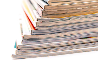 pile of magazines colorful isolated on a white background