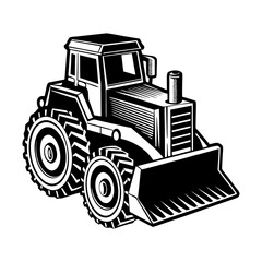 Illustration of heavy equipment tractor front loader for construction and agriculture projects